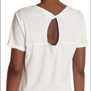 Democracy T-shirt lace pocket keyhole